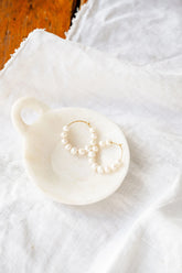 classic earring, pearl hoop earring, understated earring, elegant earring, freshwater pearl earring